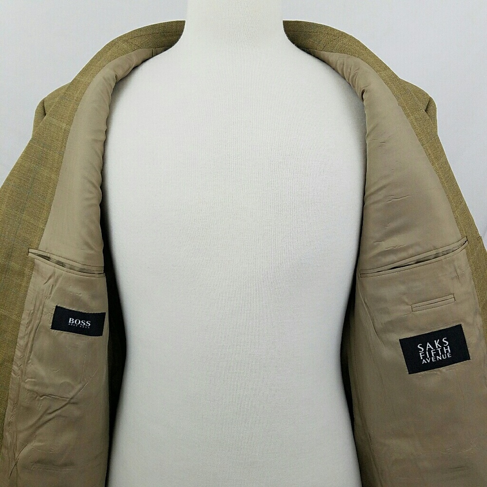 Hugo Boss Olive Green Windowpane Sport Coat - Picture 6 of 8
